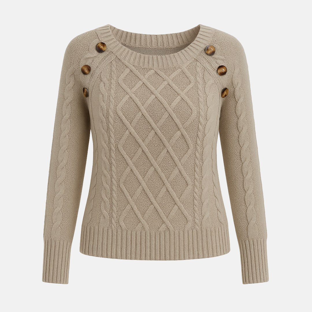 Bellanoa | Women’s Cable-Knit Square Neck Sweater