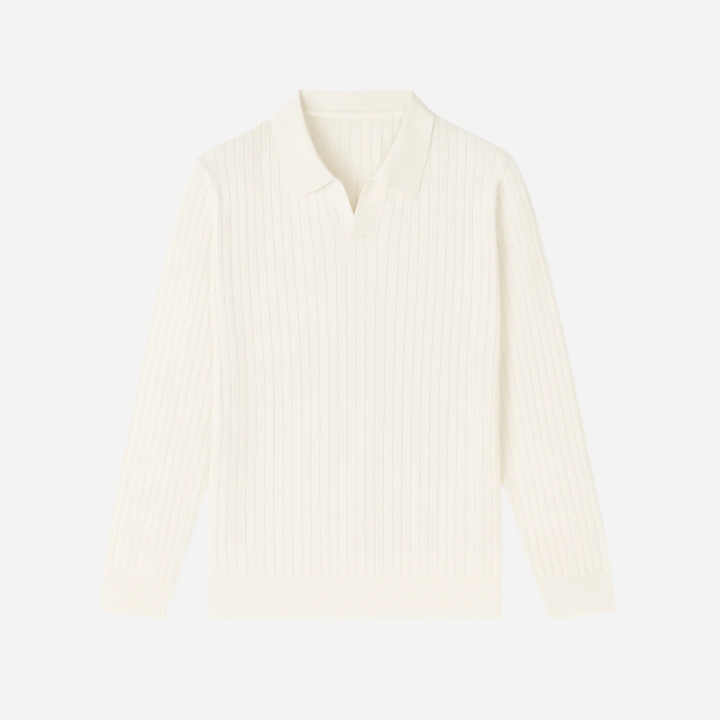 Bellanoa | Men’s Vertical Ribbed Polo Collar Sweater