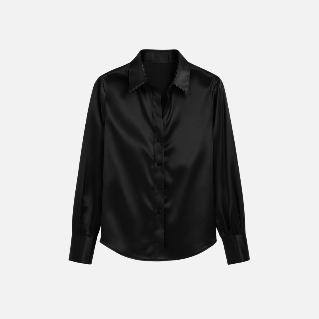 Bellanoa | Women’s Long Sleeve Blouse in Polished Satin Finish