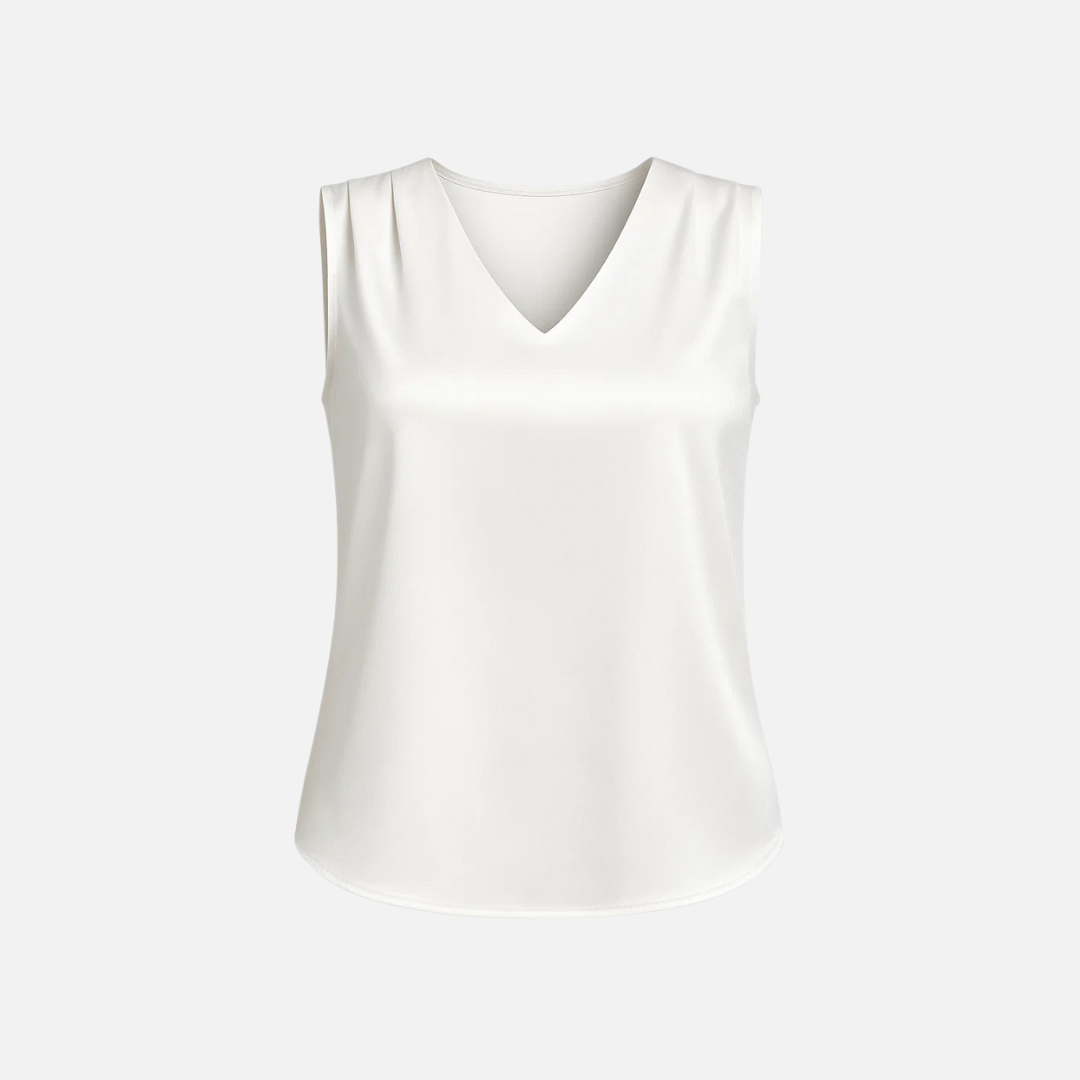 Bellanoa | Women’s Satin Vest Blouse in Refined V-Neck Cut
