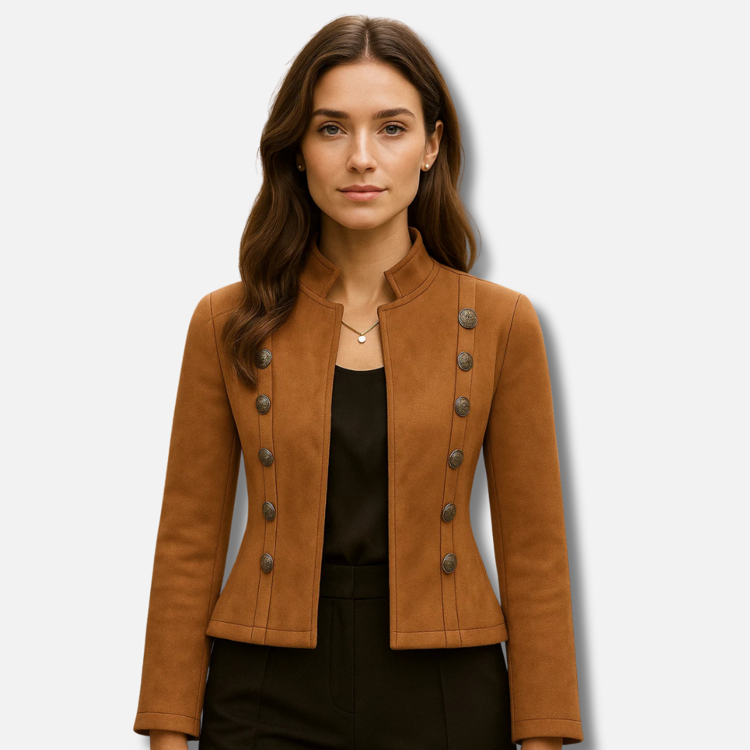 Bellanoa | Women’s Elegant Suede-Style Double-Breasted Jacket