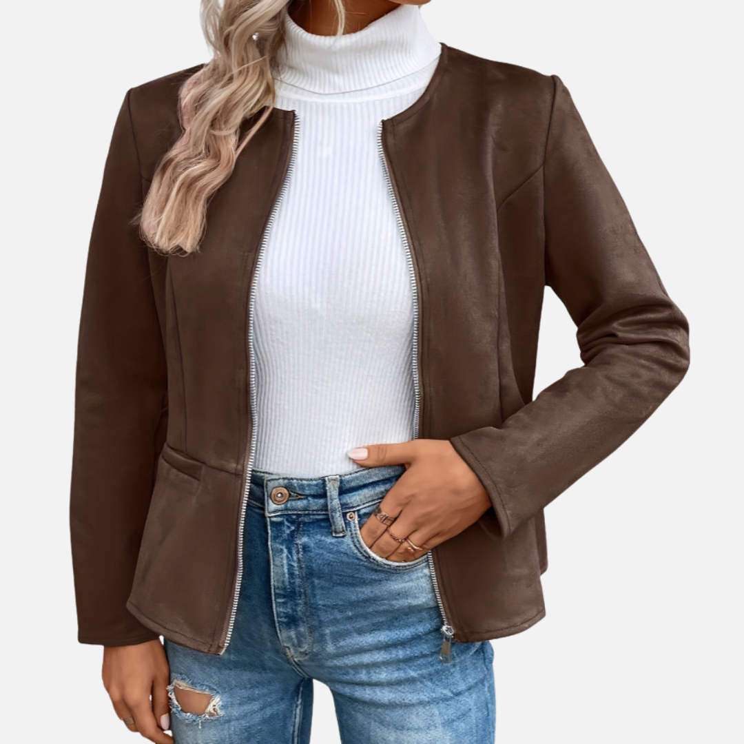 Bellanoa | Women’s Round Neck Zip-Up Jacket