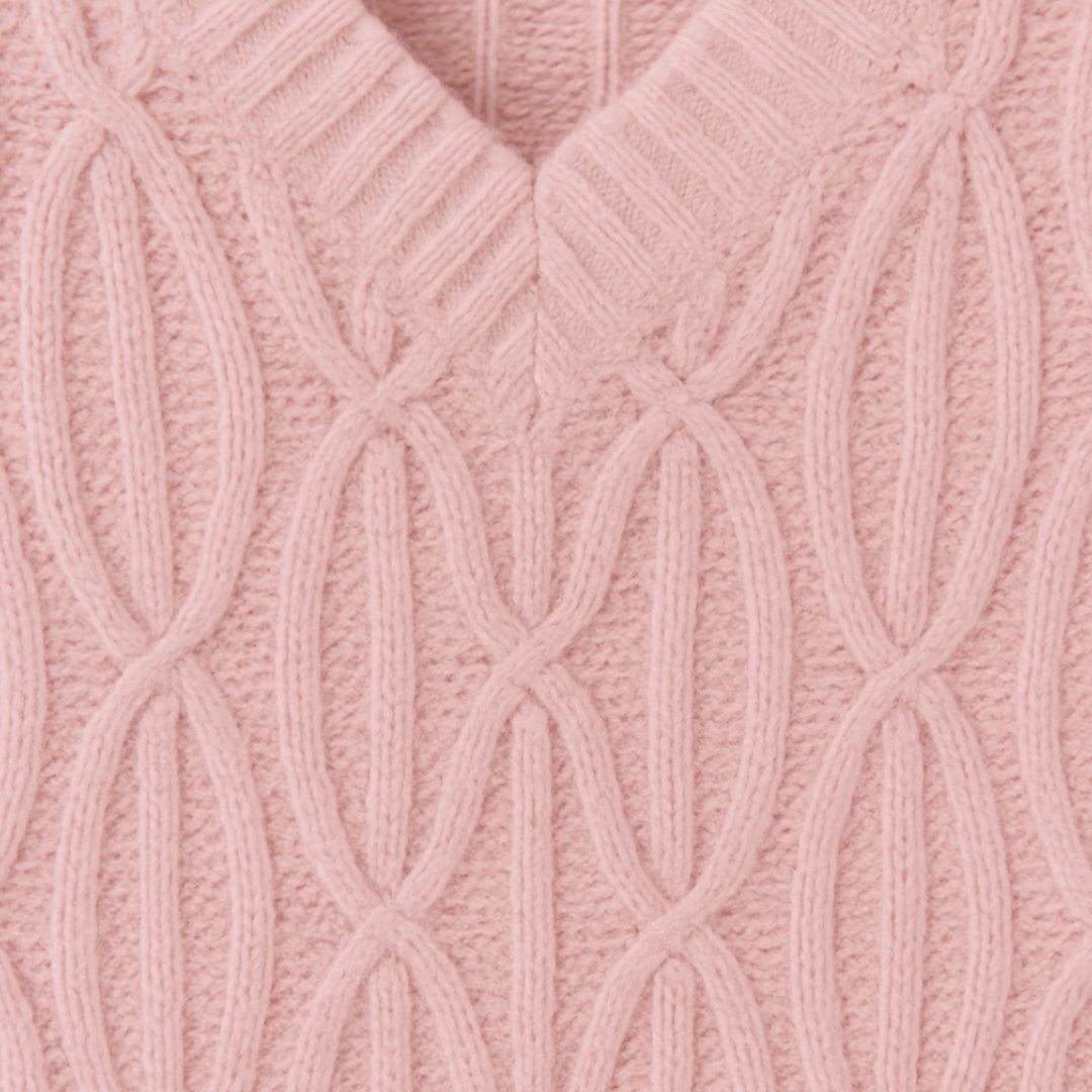 Bellanoa | Women’s Elegant Pink V-Neck Sweater