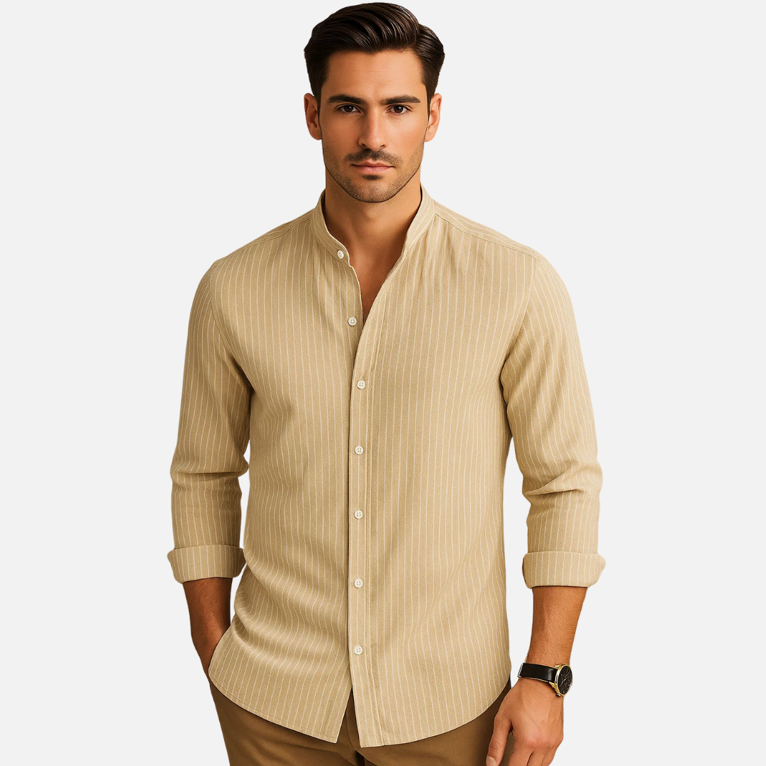 Bellanoa | Men’s Lightweight Striped Linen Blend Casual Shirt