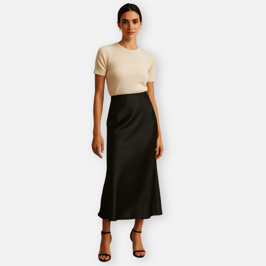 Bellanoa | Women’s High-Waisted Satin Midi Skirt