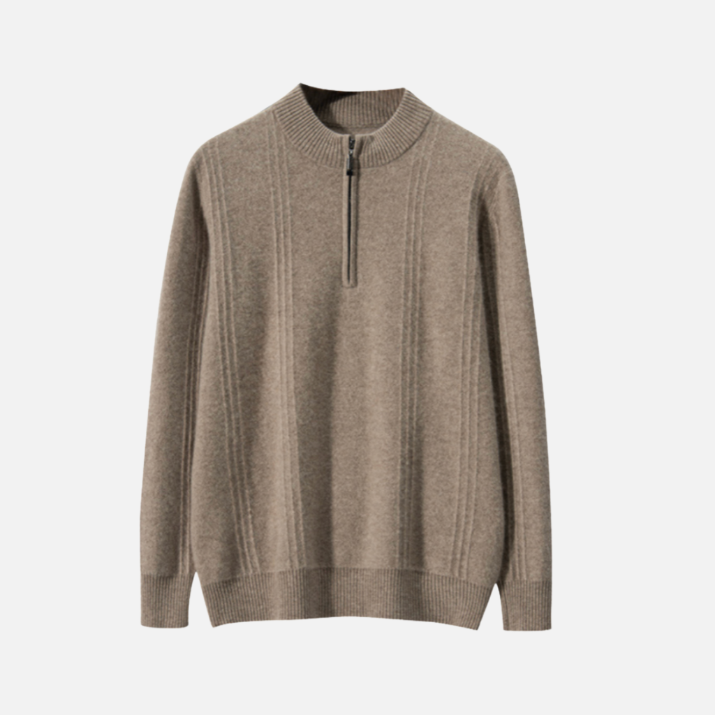 Bellanoa | Men’s 100% Cashmere Ribbed Half-Zip Sweater