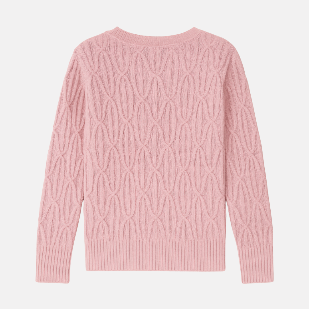 Bellanoa | Women’s Elegant Pink V-Neck Sweater