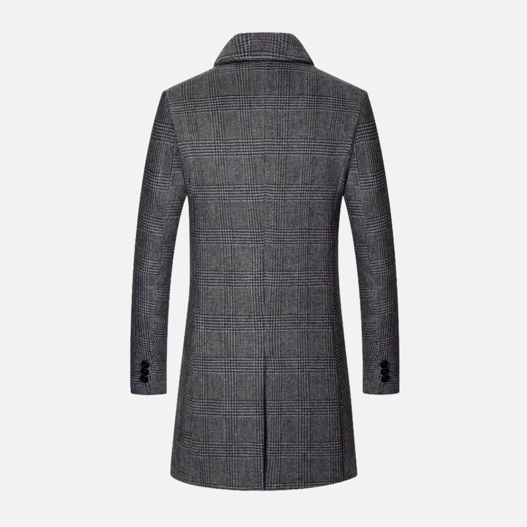 Bellanoa | Men’s Classic Plaid Wool-Blend Trench Coat