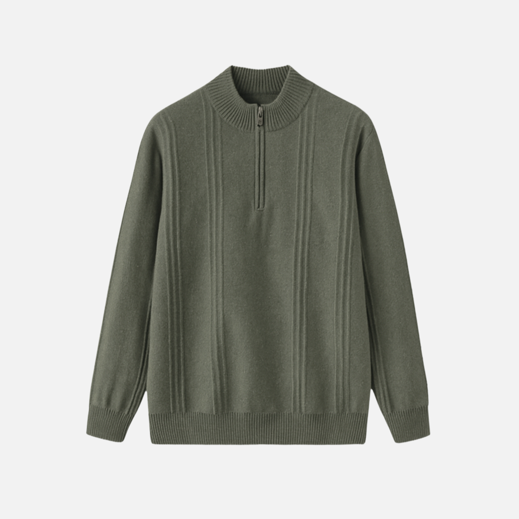 Bellanoa | Men’s 100% Cashmere Ribbed Half-Zip Sweater