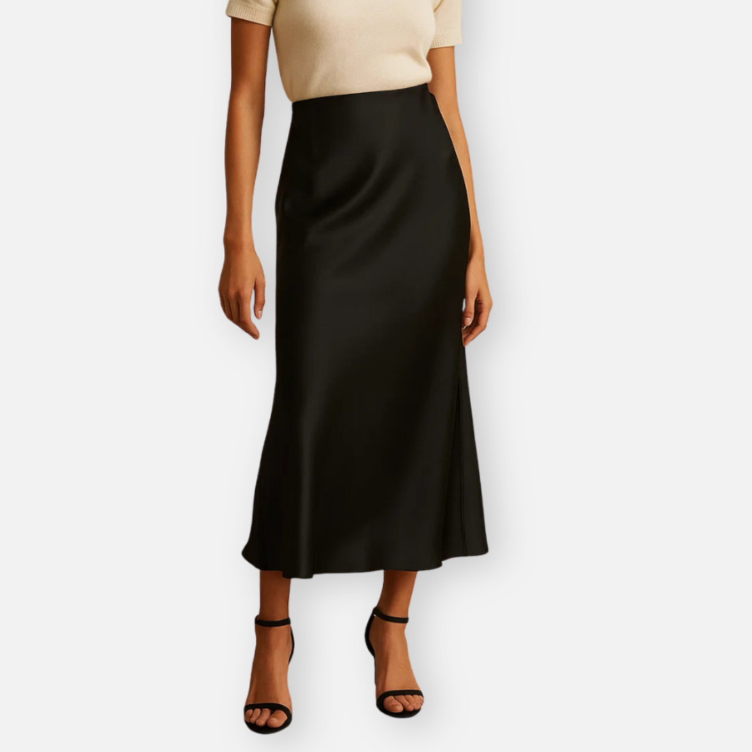 Bellanoa | Women’s High-Waisted Satin Midi Skirt