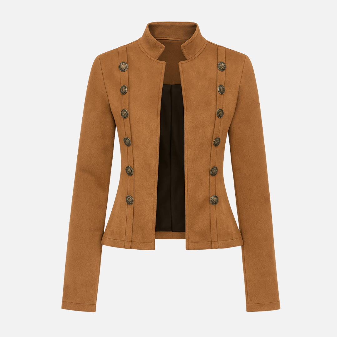 Bellanoa | Women’s Elegant Suede-Style Double-Breasted Jacket