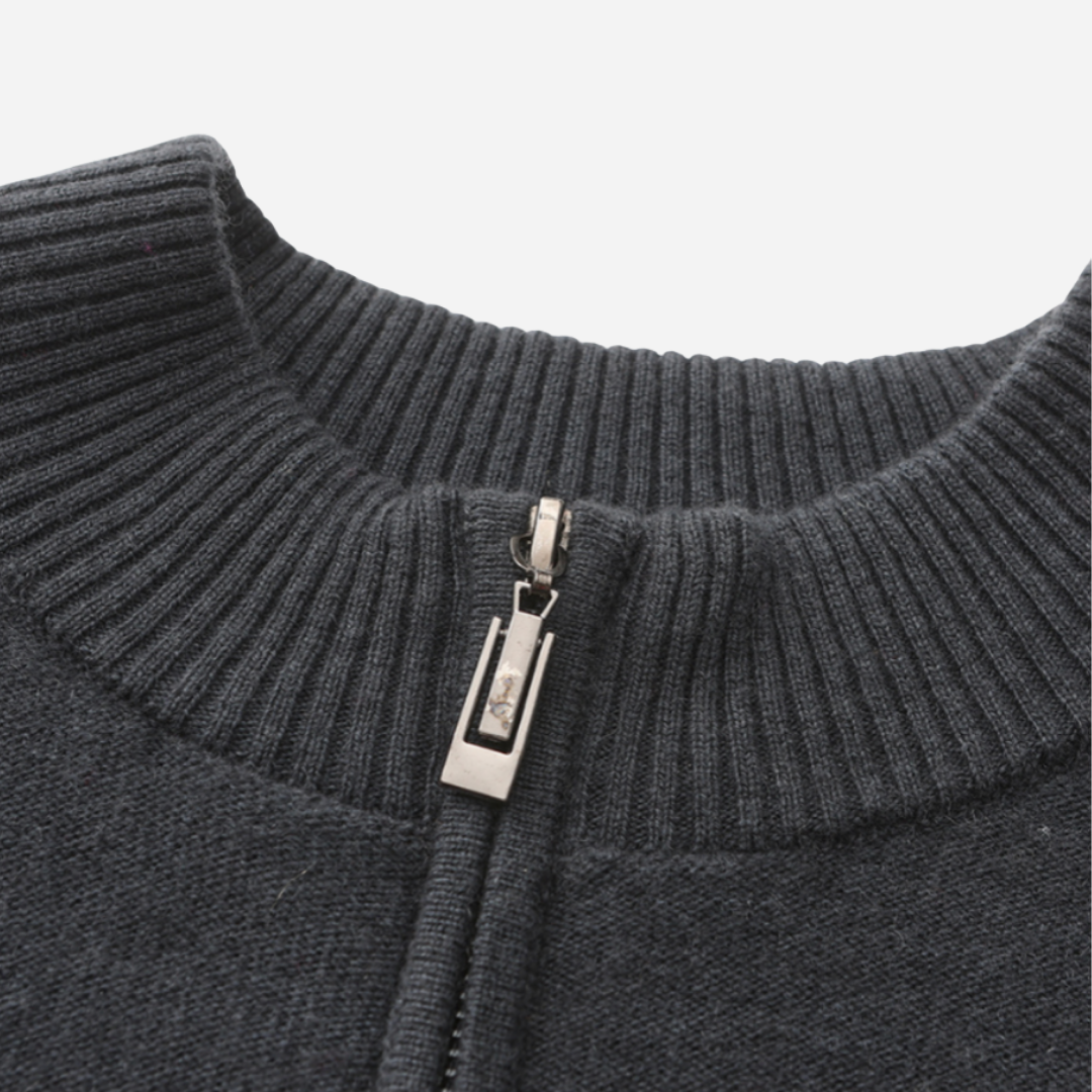 Bellanoa | Men’s 100% Cashmere Ribbed Half-Zip Sweater