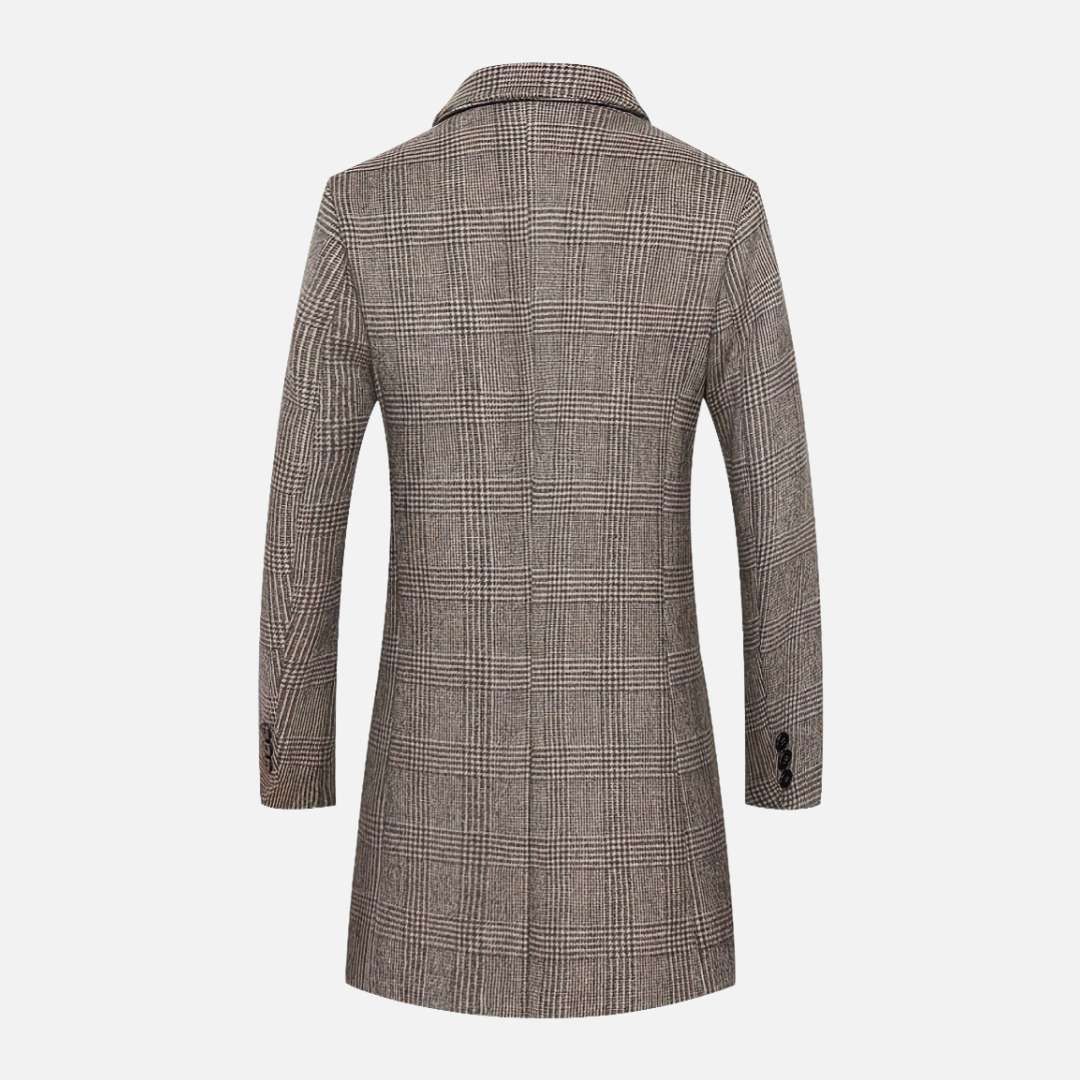 Bellanoa | Men’s Classic Plaid Wool-Blend Trench Coat
