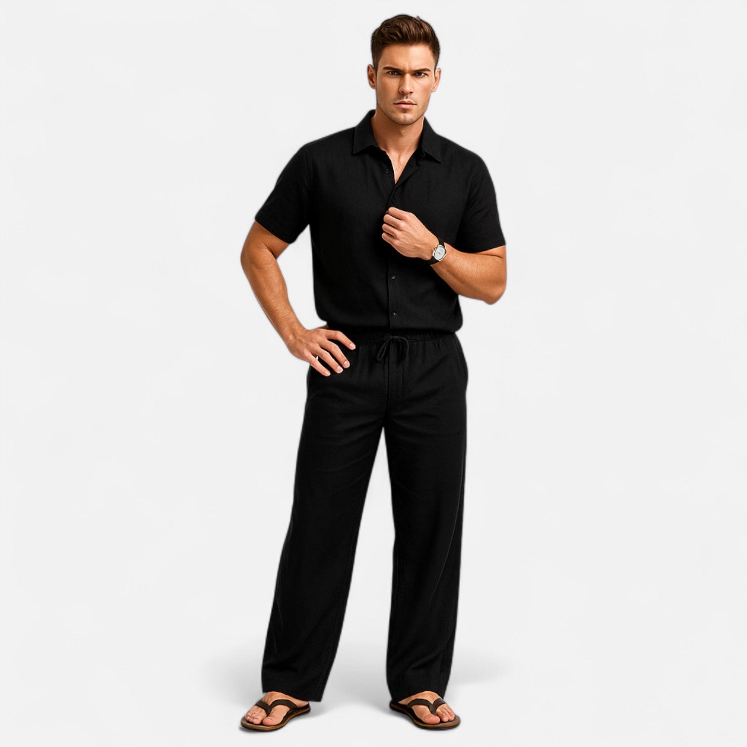 Bellanoa | Men’s Classic Straight-Leg Pants in Soft Drape