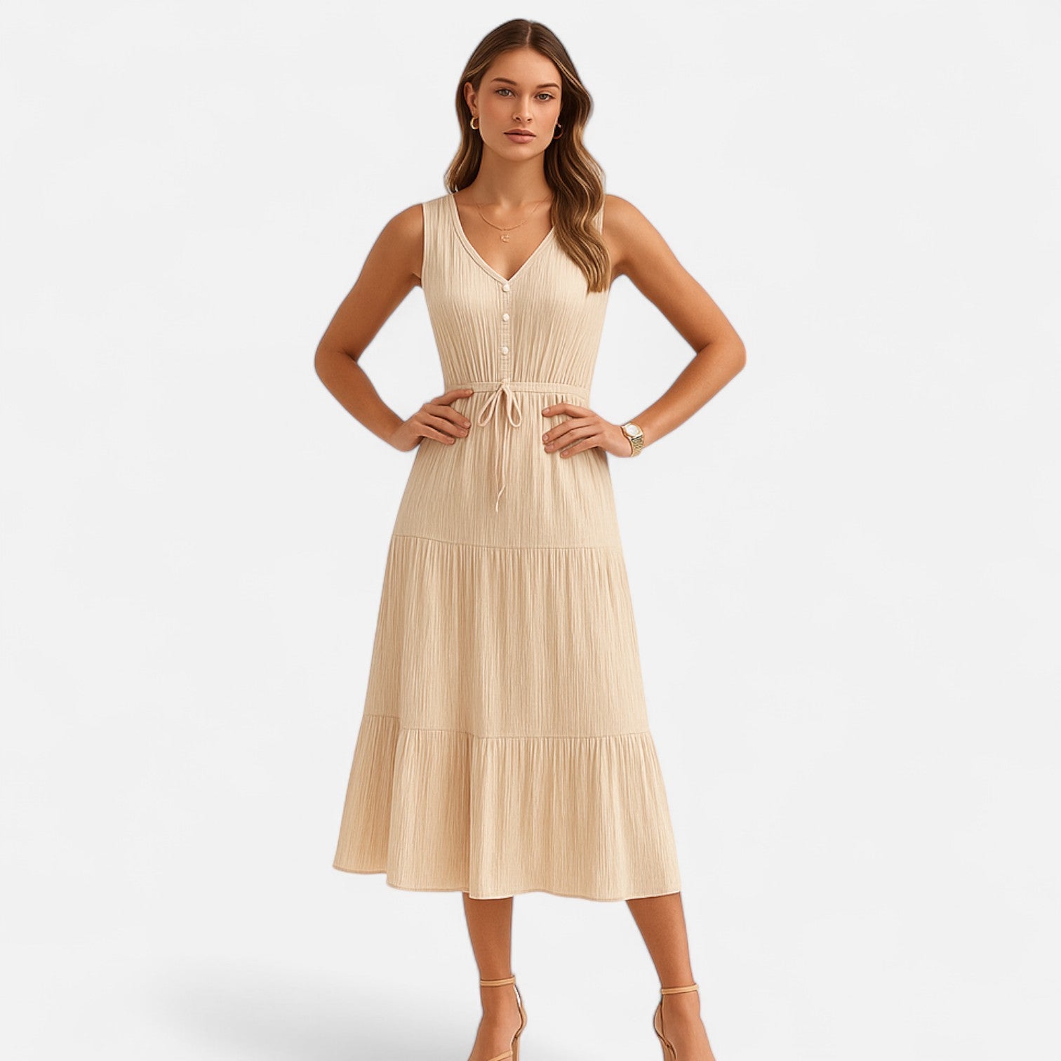 Bellanoa | Women’s Sleeveless Summer Dress in Tiered A-Line Fit