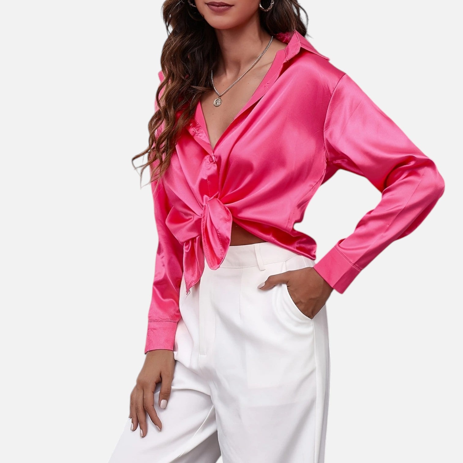 Bellanoa | Women’s Satin Blouse in Classic Long Sleeve Style