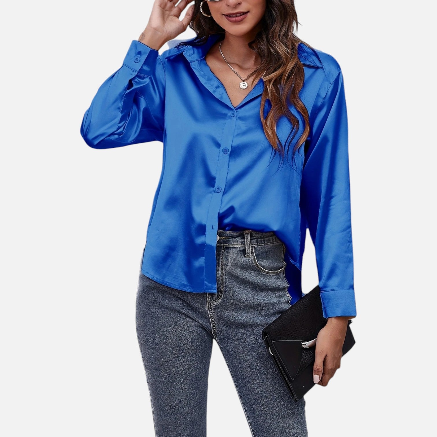 Bellanoa | Women’s Satin Blouse in Classic Long Sleeve Style