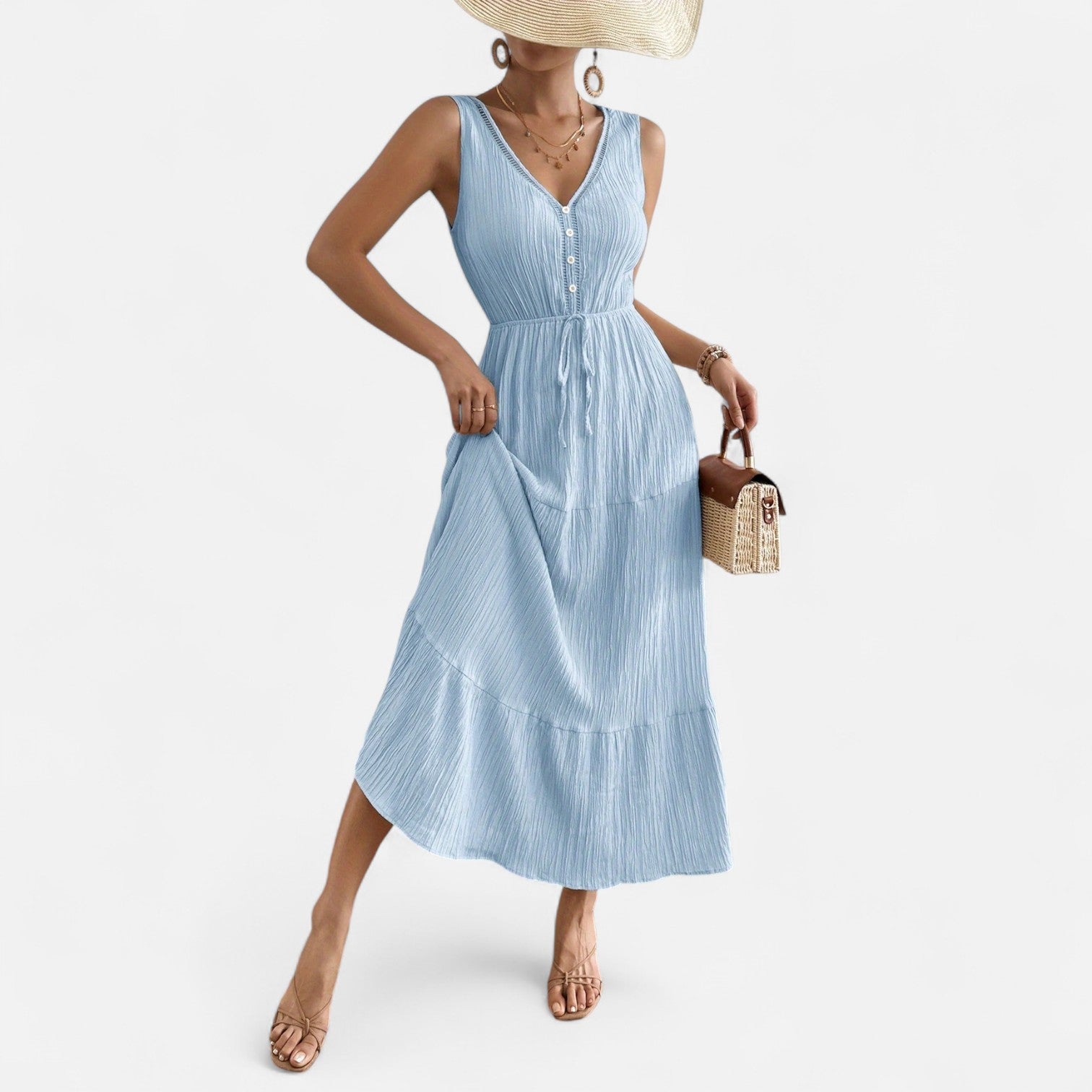 Bellanoa | Women’s Sleeveless Summer Dress in Tiered A-Line Fit