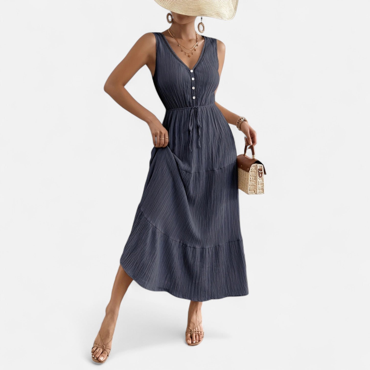 Bellanoa | Women’s Sleeveless Summer Dress in Tiered A-Line Fit