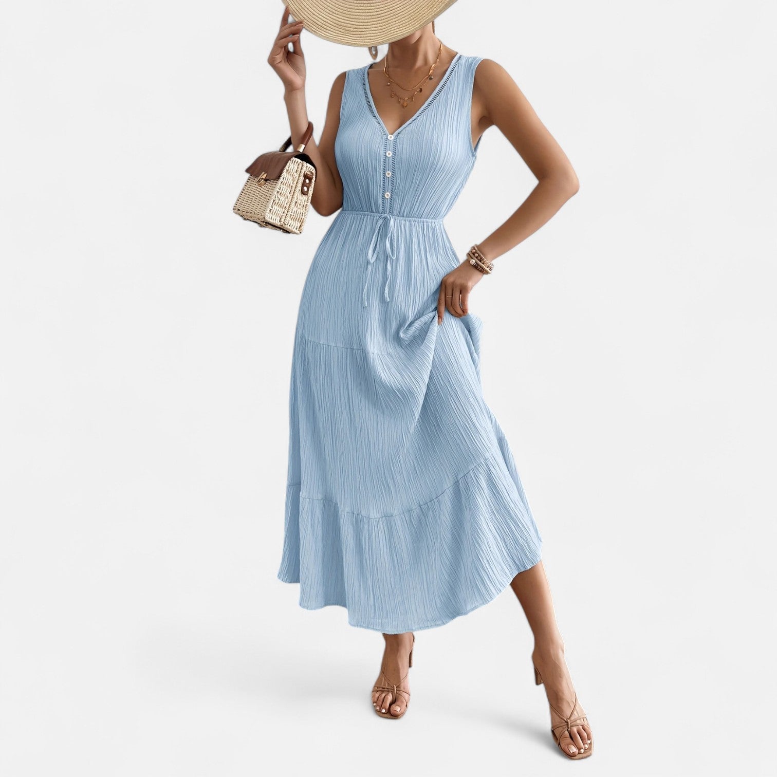 Bellanoa | Women’s Sleeveless Summer Dress in Tiered A-Line Fit