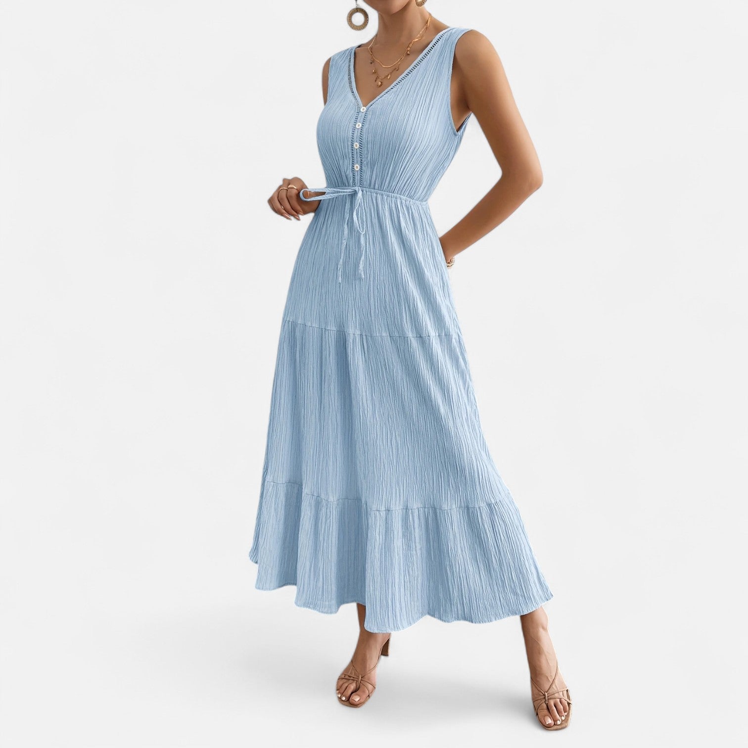 Bellanoa | Women’s Sleeveless Summer Dress in Tiered A-Line Fit