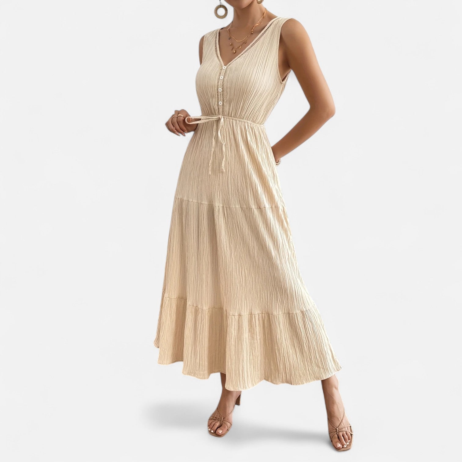 Bellanoa | Women’s Sleeveless Summer Dress in Tiered A-Line Fit