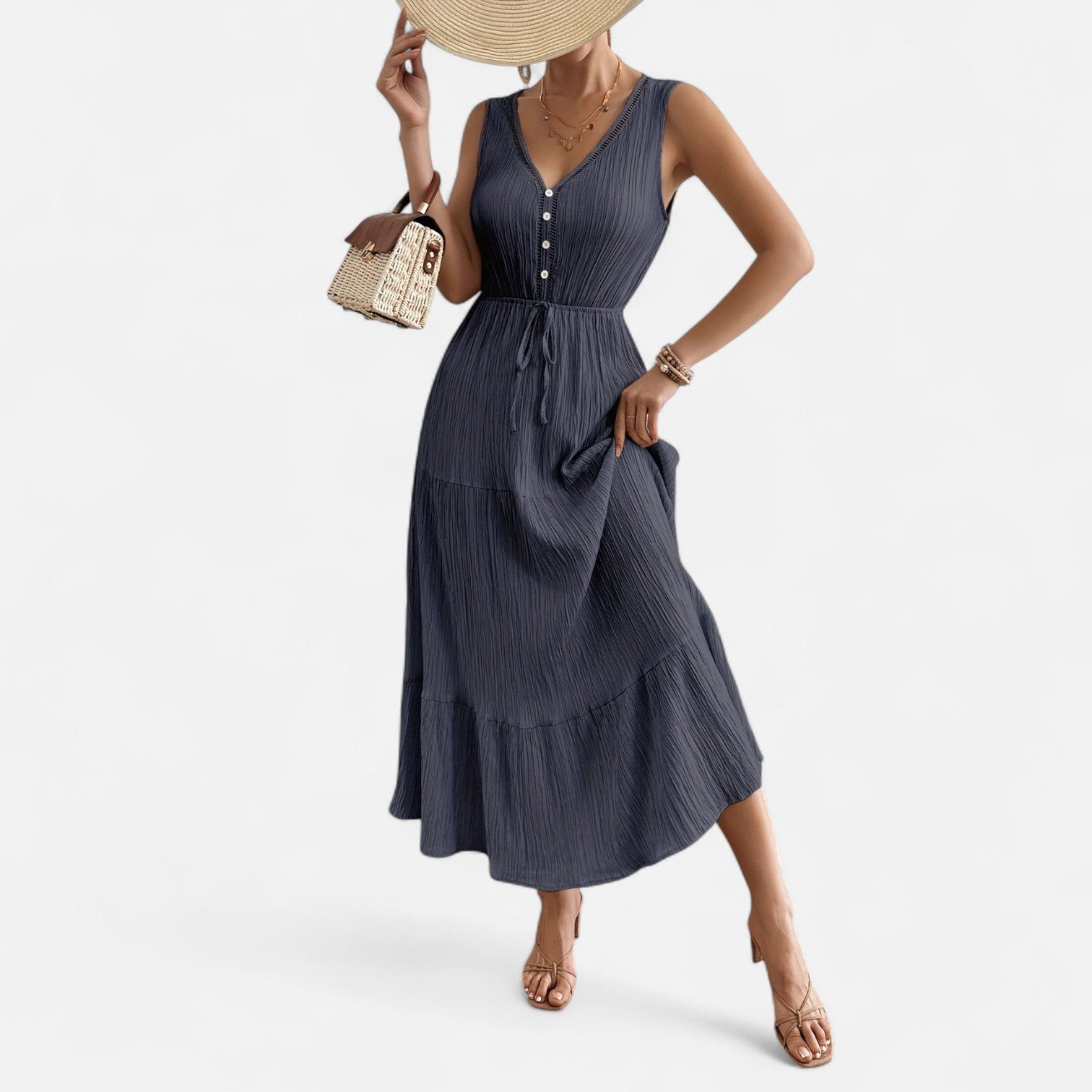 Bellanoa | Women’s Sleeveless Summer Dress in Tiered A-Line Fit