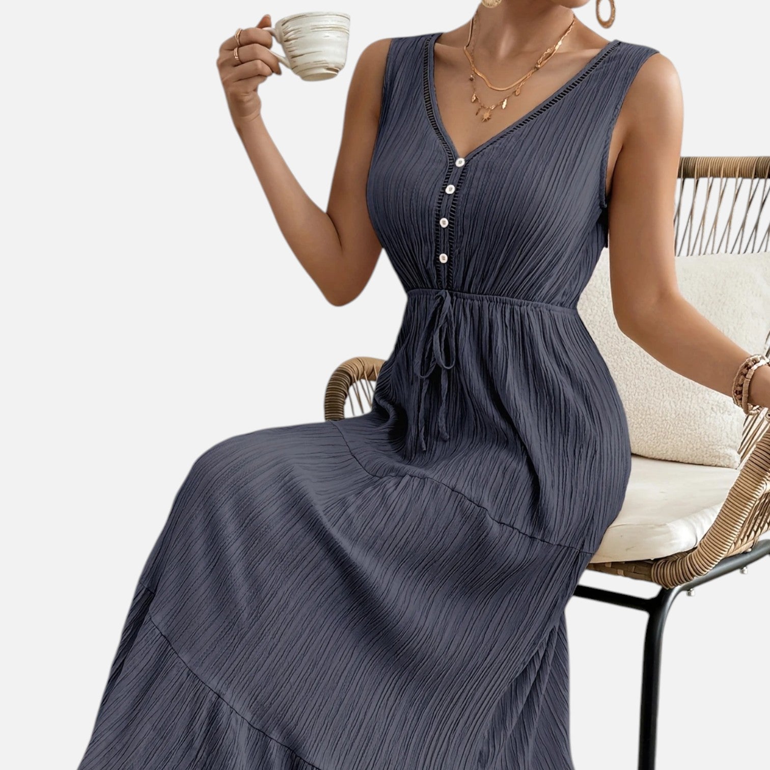 Bellanoa | Women’s Sleeveless Summer Dress in Tiered A-Line Fit