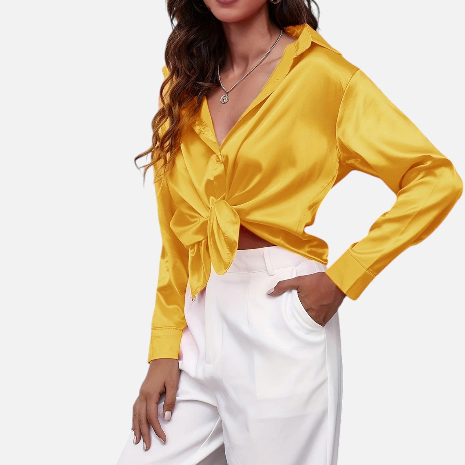 Bellanoa | Women’s Satin Blouse in Classic Long Sleeve Style