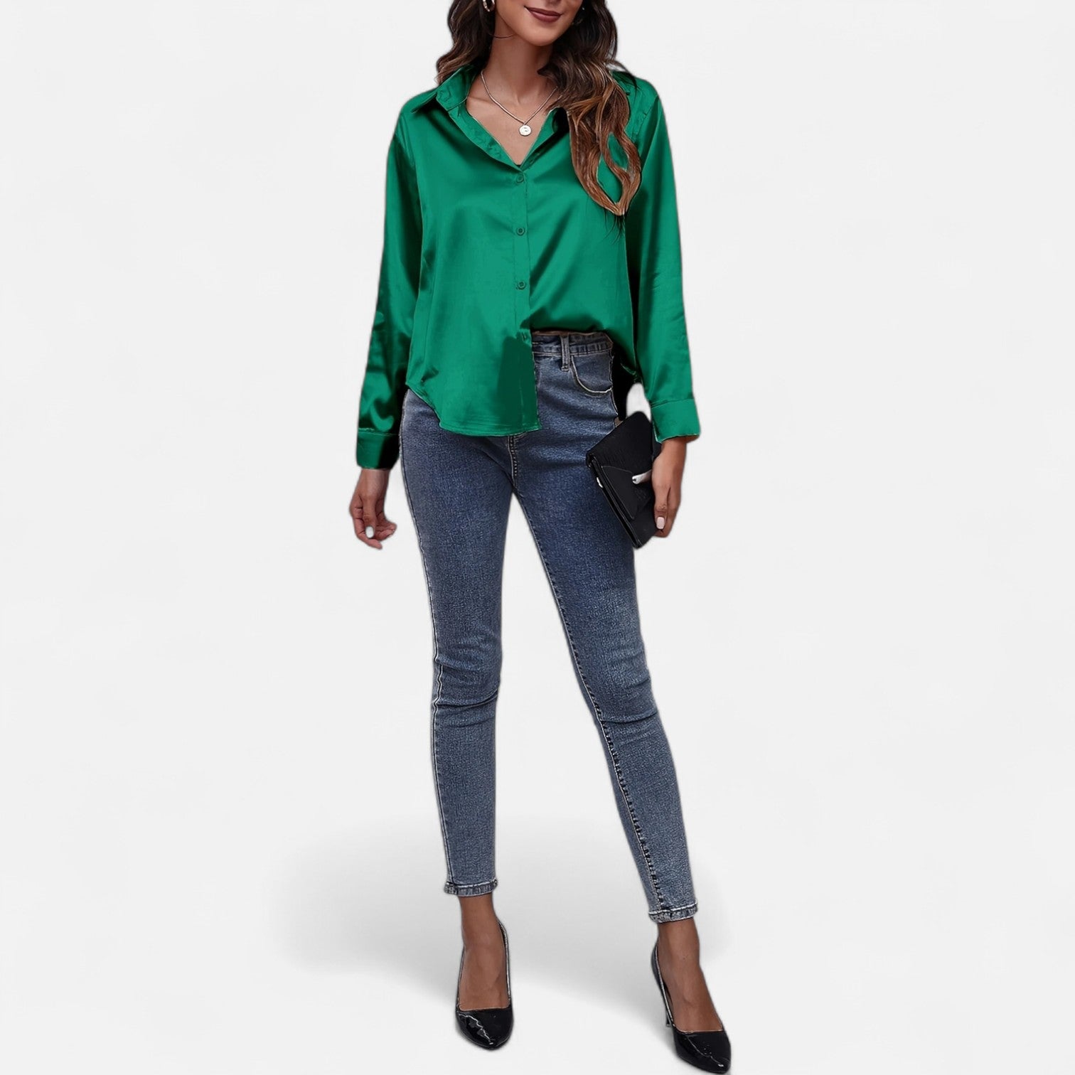 Bellanoa | Women’s Satin Blouse in Classic Long Sleeve Style