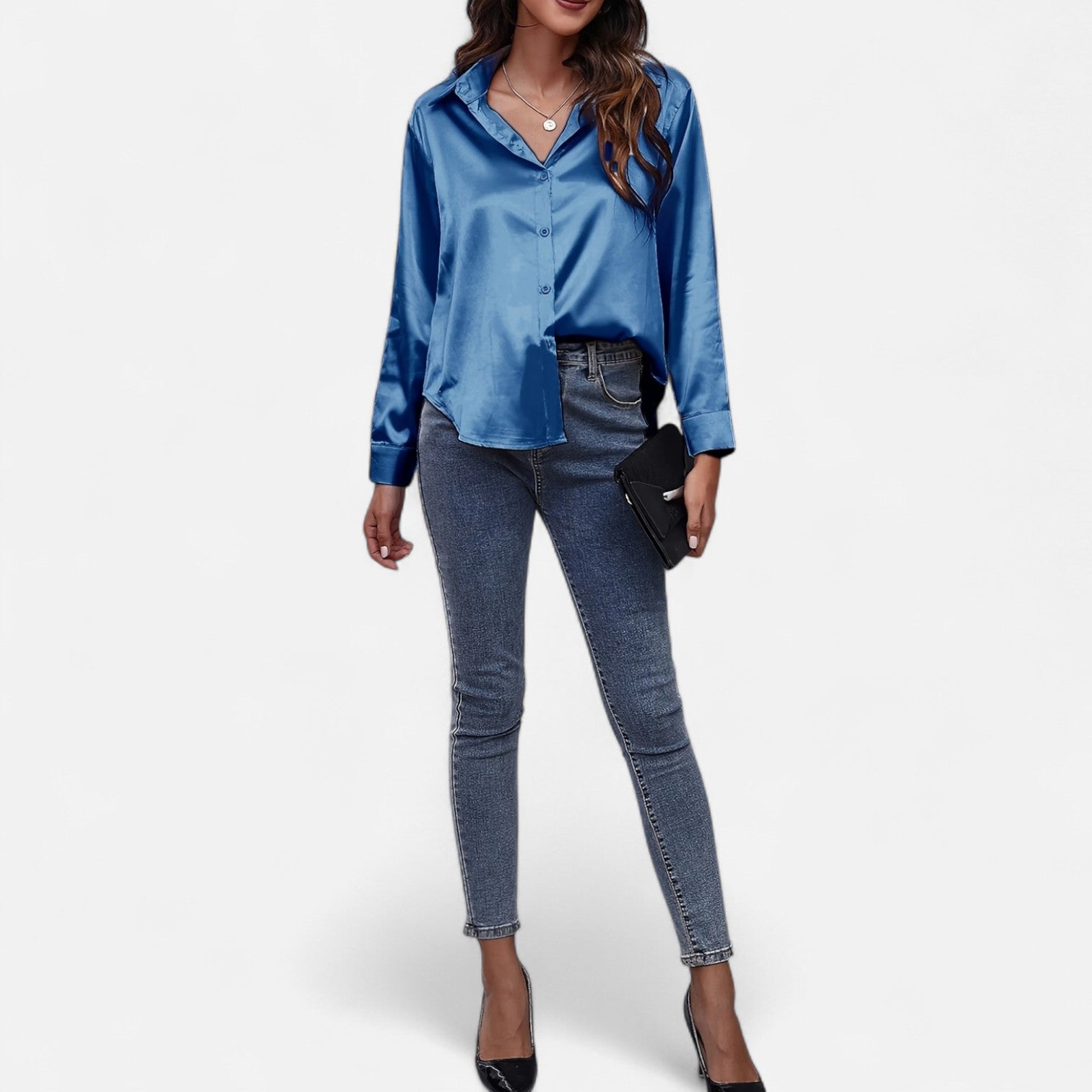 Bellanoa | Women’s Satin Blouse in Classic Long Sleeve Style