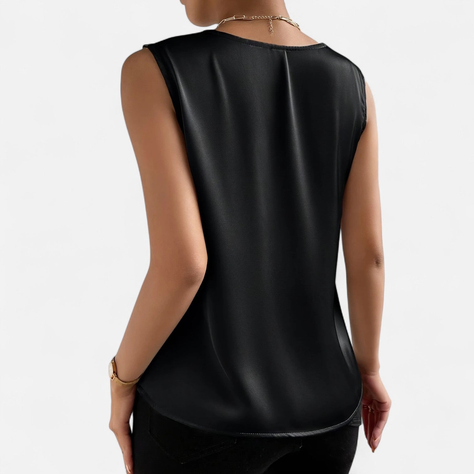 Bellanoa | Women’s Satin Vest Blouse in Refined V-Neck Cut