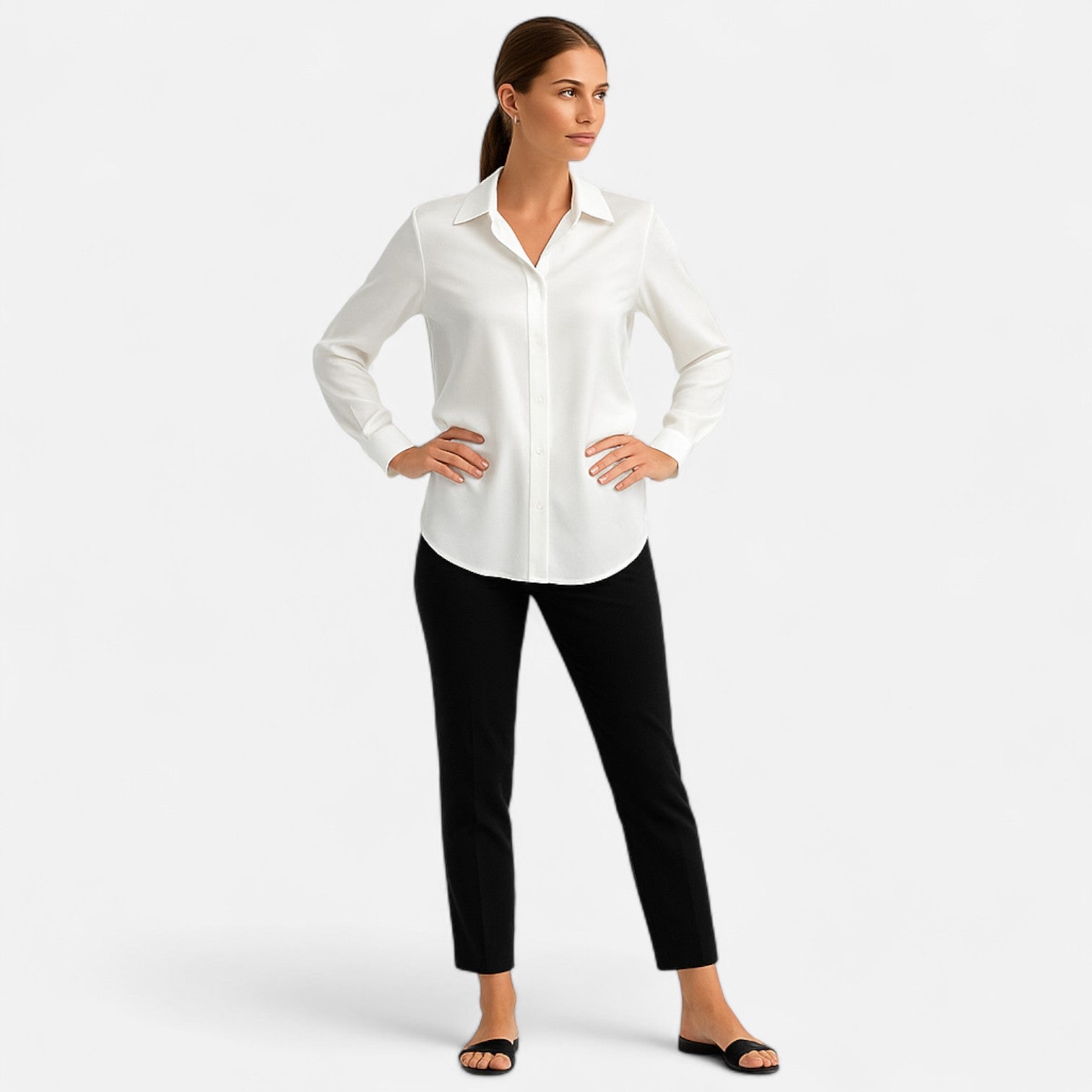 Bellanoa | Women’s Long Sleeve Blouse in Elegant Satin Finish
