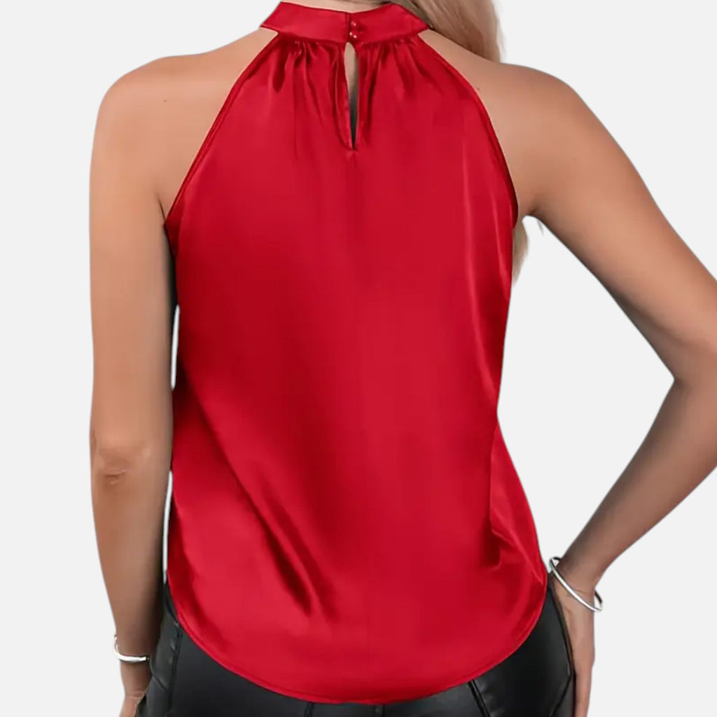 Bellanoa | Women’s Sleeveless Summer Blouse in Smooth Satin