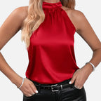 Bellanoa | Women’s Sleeveless Summer Blouse in Smooth Satin