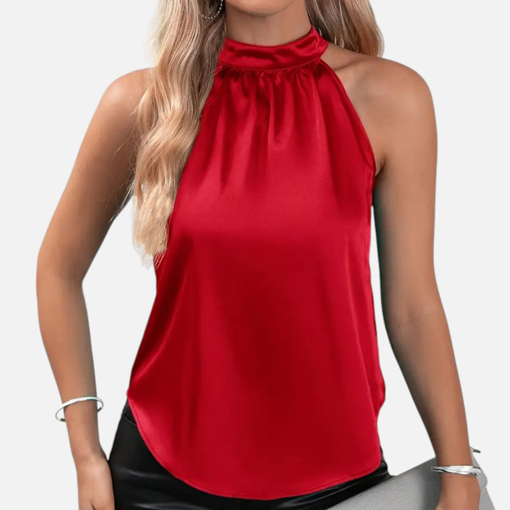 Bellanoa | Women’s Sleeveless Summer Blouse in Smooth Satin