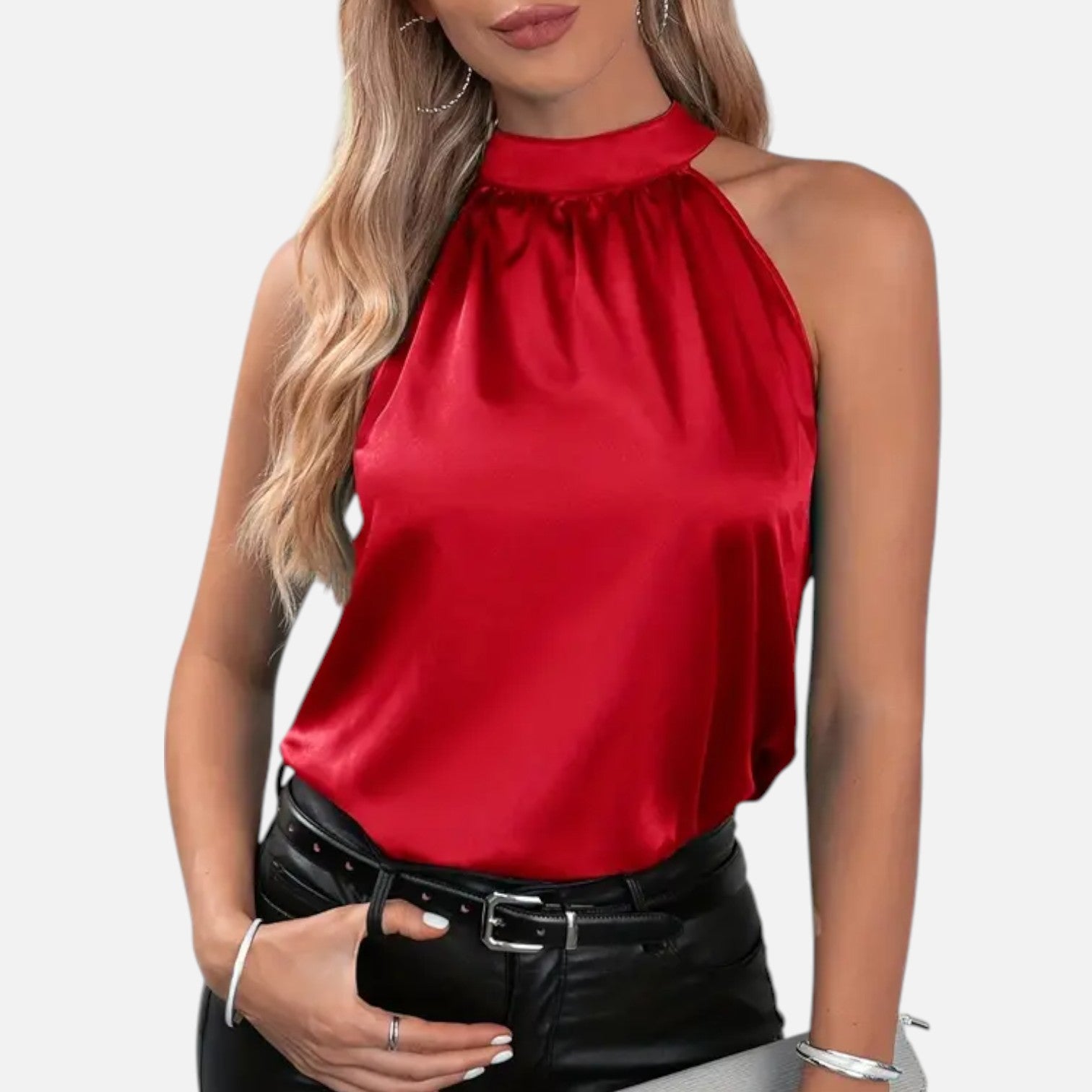 Bellanoa | Women’s Sleeveless Summer Blouse in Smooth Satin