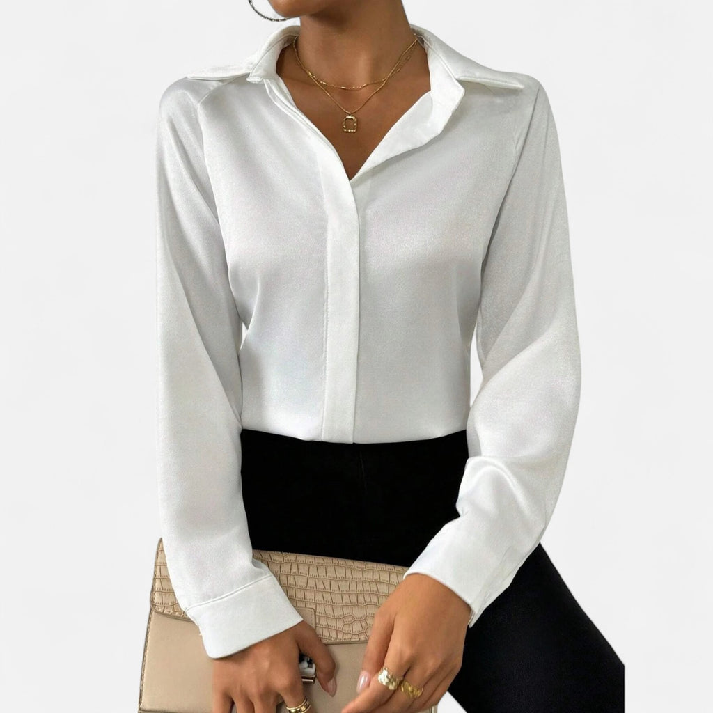 Bellanoa | Women’s Long Sleeve Blouse in Elegant Satin Finish
