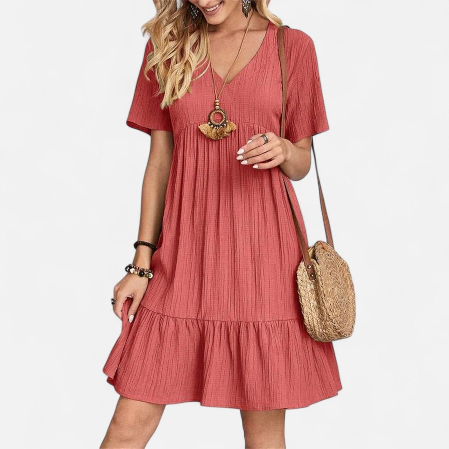 Bellanoa | Women’s V-Neck Dress in Retro A-Line Silhouette